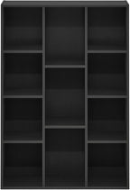 Furinno LUDER Book Shelf, 11-Cube Bookshelf, Reversible Bookcase, 9.4" x 29.1" x 41.7", for Living Room, Bedroom, Home Office, Blackwood