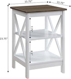 Convenience Concepts Oxford End Table 15.75" - Modern Living Room Table with Storage Shelves, Transitional Nightstand Side Table for Home Decor and Display, Driftwood/White