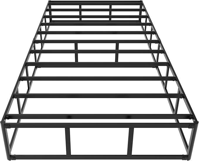 Twin Box Spring 9 Inch, Heavy Duty Metal Box Spring Bed Base with Fabric Cover, Mattress Foundation, Easy Assembly, Noise Free, Black