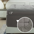 Marine Moon Mattress Topper Queen, Marine Moon Cooling Bed Topper Cover, Thick Soft Pillow Top Mattress Pad, Plush Hotel Down Alternative Mattress Topper with 8-21" Deep Pocket, Grey