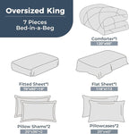 HEVUMYI Black 120x98 Oversized King Comforter Set - 7-Piece All Season Bed in a Bag Oversized King, Ultra Soft Bedding Set with 120 x 98 Comforter, Flat Sheet, Fitted Sheet, Pillowcases, Pillow Shams
