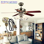 Ceiling Fan Light Switch Zing Ear ZE-109 Two-Wire with Pull Cords,On/Off Control Light Switch for Ceiling Fans, Lamps & Wall Lights – Compatible with Harbor Breeze Replacement Parts, (2-Pack, Bronze)