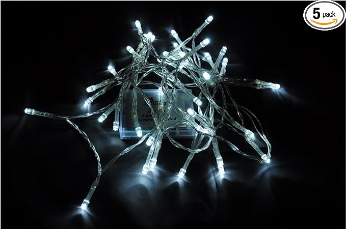 Karlling Battery Operated White 40 LED Fairy Light String Wedding Party Xmas Christmas Decorations(White,5 Pack)