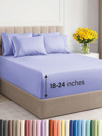 Extra Deep King Sheet Set - 6 Piece Breathable & Cooling Sheets - Hotel Luxury Bed Sheets Set - Easy & Secure Fit - Soft, Wrinkle Free & Comfy Sheets Set - Lavender Sheet Set with Extra Deep Pockets