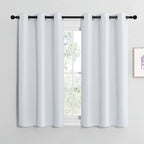 NICETOWN Blackout Curtain Panels for Bedroom, Greyish White, 2 Panels, W29 x L30-inch, Thermal Insulated Grommet Top Blackout Draperies and Drapes for Basement