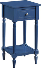 Convenience Concepts French Country Khloe 1 Drawer Accent End Table 14" - Traditional Farmhouse Side Table with Storage Drawer and Shelf for Living Room, Cobalt Blue