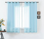 DUALIFE Sky Blue Voile Sheer Grommet Curtains,Look Semi Natural Light Flow Sheer Drapes,Elegant Solid Color Touch Soft Drapes, 52X54 Inch for Living Room Bedroom,Set of 2 Panels Light Baby Blue