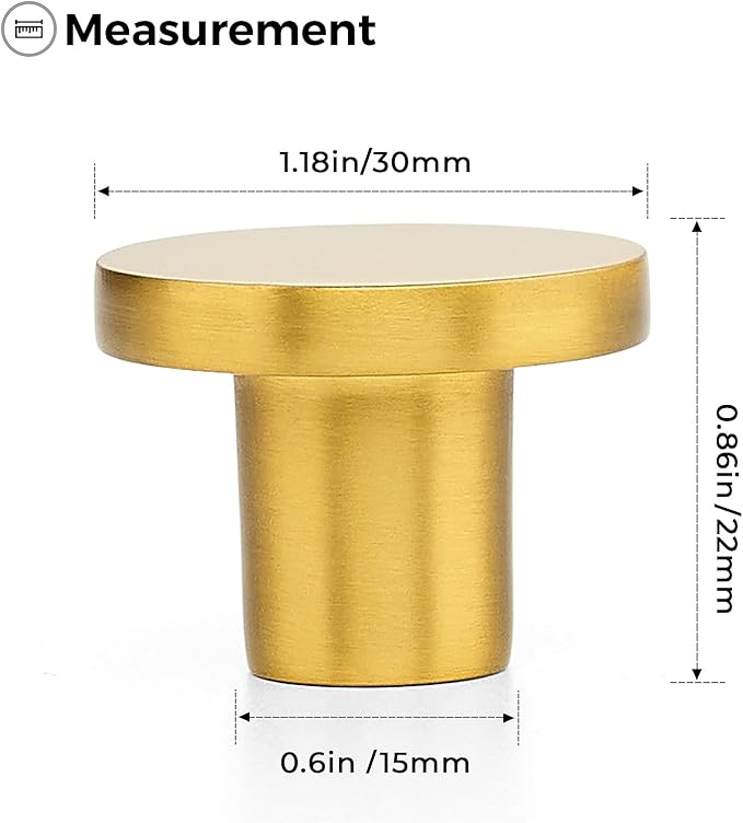Ravinte 50 Pack Cabinet Knobs Gold Kitchen Cabinet Knobs Round Dresser Drawer Pulls Closet Door Pulls 1-1/5 Inch