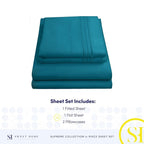 1800 Supreme Collection - Breathable Luxury Full Size Sheet Set with Full Elastic & Secure Corner Straps Built In, Extra Soft Deep Pocket Bedding Set, Teal