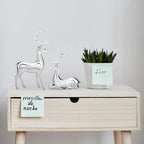 GALEI-2PCS Scandinavian Style Elk Ornament Christmas Resin Sitting and Standing Deer Statue Home Living Room Study Ornaments (Silver, One Size)