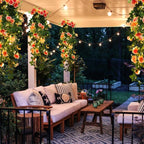 RECUTMS 2pcs Artificial Hanging Plants 32 in Fake Plant Ivy Vine Outdoor UV Resistant Plastic (Champagne)