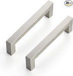 Ravinte 20 Pack 4-1/2 Inch Kitchen Square Cabinet Handles Satin Nickel Pulls Brushed Nickel Kitchen Cabinet Hardware Handles for Cupboard Drawer Pulls