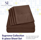 Cal King Size Bed Sheets - 6 Piece 1500 Supreme Collection Fine Brushed Microfiber Deep Pocket California King Sheet Set Bedding - 2 Extra Pillow Cases, Great Value, California King, Brown