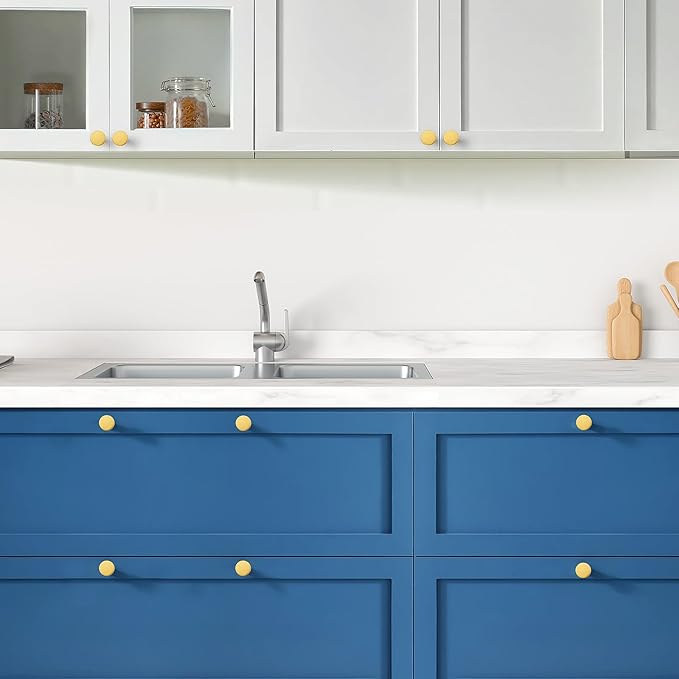 Ravinte 50 Pack Cabinet Knobs Gold Kitchen Cabinet Knobs Round Dresser Drawer Pulls Closet Door Pulls 1-1/5 Inch