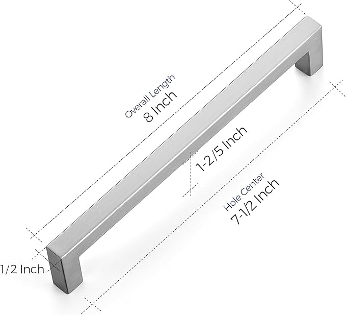 Ravinte 10 Pack Stainless Steel Kitchen Cabinet Handles Brushed Nickel Cabinet Pulls Kitchen Drawer Handles Sleek Dresser Drawer Pulls with 7-1/2 inch Hole Center Satin Nickel Cabinet Hardware
