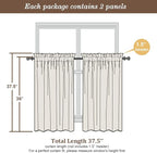 Chyhomenyc Cream Sheer Curtains 36 inch Length 2 Panels Set, Light Filtering Voile Short Window Curtians for Bathroom Living Room Farmhouse Small Windows, Each 42Wx36L in, 2PCS