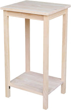 IC International Concepts, Portman Accent Table , Solid Real Wood, Sturdy Parawood,16 X 14 X 29, Minimum Assembly, DIY, Paint or Stain in Any Color, Unfinished