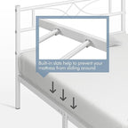 Yaheetech Metal Twin Size Bed Frame, Platform Bed Frame, Mattress Foundation with Curved Design Headboard & Footboard, NO Box Spring Needed, Heavy-Duty Support, Easy Assembly, Twin, White