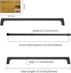 Amerdeco 10 Pack Matte Black Cabinet Pulls 10 Inch(256MM) Hole Centers Kitchen Cabinet Handles Hardware Kitchen Handles for Cabinets Cupboard Handles Drawer Pulls ZH0041