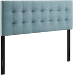 Modway Lily Biscuit Tufted Full Performance Velvet Headboard, Light Blue