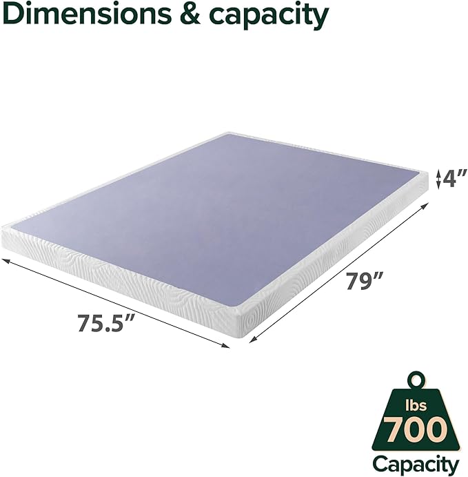ZINUS Edgar 4 Inch Wood Box Spring, Mattress Foundation, Sturdy Wood Structure, Low Profile, Easy Assembly, King