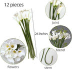 12 Piece 26" Calla Lily Artificial Flowers,Real Touch Long Stem Faux Calla Lillies for Tall Vases,Indoor Wedding Office Home Decor (White)