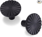 20 Pack Kitchen Cabinet Knobs Round Sunflower Dresser Knob Modern Drawer Hardware Cupboard Handles Furniture Knob for Bathroom Single Hole Knobs for Wardrobe Matte Black TYH-MB-K20