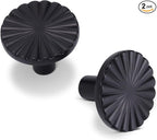 2 Pack Kitchen Cabinet Knobs Round Sunflower Dresser Knob Modern Drawer Hardware Cupboard Handles Furniture Knob for Bathroom Single Hole Knobs for Wardrobe Matte Black TYH-MB-K2