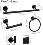 14-Pieces Matte Black Bathroom Accessories Set, Stainless Steel Bathroom Hardware Set, Bath Towel Bar Set, Towel Racks for Bathroom Wall Mounted.