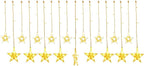 TOFU Star Curtain Lights, 108 Led 12 Stars Remote Window Curtain String Lights Plug in with 8 Flashing Modes Decoration for Christmas, Wedding, Bedroom, Party, Birthday, 7.3ft W, 3.3ft H, Warm White