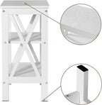 VECELO Modern Nightstands X-Design Side End Table Night Stand with Storage Shelf for Bedroom,Living Room,Set of 2 (White A2)