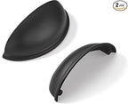 khtumeware 2 Pack 3-1/2" Drawer Pulls Matte Black Cabinet Cup Pulls Kitchen Hardware Cabinet Handles Drawer Handles Knobs 3.5 inch Hole Center