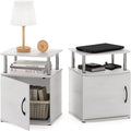 Furinno Jaya End Side Sofa Table/Nightstand with Door, 2-Pack, White Oak/Stainless Steel Tubes