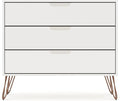 Manhattan Comfort Rockefeller 3 Drawer Dresser for Bedroom Storage, Nursery, Closet, Living Room, Entryway, TV Stand for Screens up to 32 Inches, Anti-Tip Kit Included, Set of 1, White