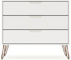 Manhattan Comfort Rockefeller 3 Drawer Dresser for Bedroom Storage, Nursery, Closet, Living Room, Entryway, TV Stand for Screens up to 32 Inches, Anti-Tip Kit Included, Set of 1, White