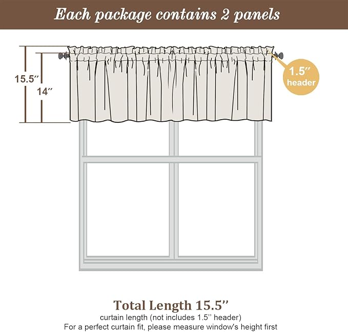 Chyhomenyc Sheer Valances for Windows 2 Pieces, 42Wx14L Inches Small Valance for Living Room Bedroom Study Laundry Basement, Rod Pocket Voile Valance, Turquoise
