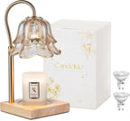 Candle Warmer Lamp with Timer: Flower Gold Candle Lamps Height Adjustable Wax Melt Home Decor House Warming Christmas Gift for Women