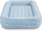 Intex 66810FL Inflatable Kidz Travel Bed Set, Includes Hand Pump and Carry Bag, Removable Mattress, Quick Inflation, Indoor Use, 42in x 66in x 10in, Blue with Star Print Frame