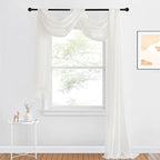 NICETOWN Decorative Scarf Valance for Window - Voile Sheer Bed Canopy Curtain Scarf Valance for Living Room/Bedroom/Ceremony (Light Beige, 1 Panel, W60 x L216)