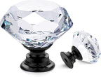 Ravinte 15 Pack Crystal Drawer Knobs - Glass Cabinet Knobs, Diamond Shaped, 30 mm with Black Base