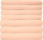 Split King Size Bed Sheets - 6 Piece 1500 Supreme Collection Fine Brushed Microfiber Deep Pocket Split King Sheet Set Bedding - 2 Extra Pillow Cases, Great Value, Split King, Peach