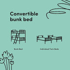 Storkcraft Long Horn Twin-Over-Twin Bunk Bed (Natural) - GREENGUARD Gold Certified, Converts to 2 Individual Twin beds