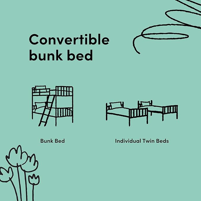Storkcraft Long Horn Twin-Over-Twin Bunk Bed (Olive) - GREENGUARD Gold Certified, Converts to 2 Individual Twin Beds