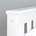 Max & Lily Queen Bed Frame with Slatted Headboard, Solid Wood Platform Bed for Kids, No Box Spring Needed, Easy Assembly, White