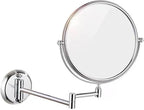 Wall Mounted Makeup Mirror, 3X Wall Mounted Magnifying Mirror Adjustable Height Double-Sided Mirrors for Bathroom Vanity,8 Inch Extendable Bathroom Mirror for Shaving 6 inches