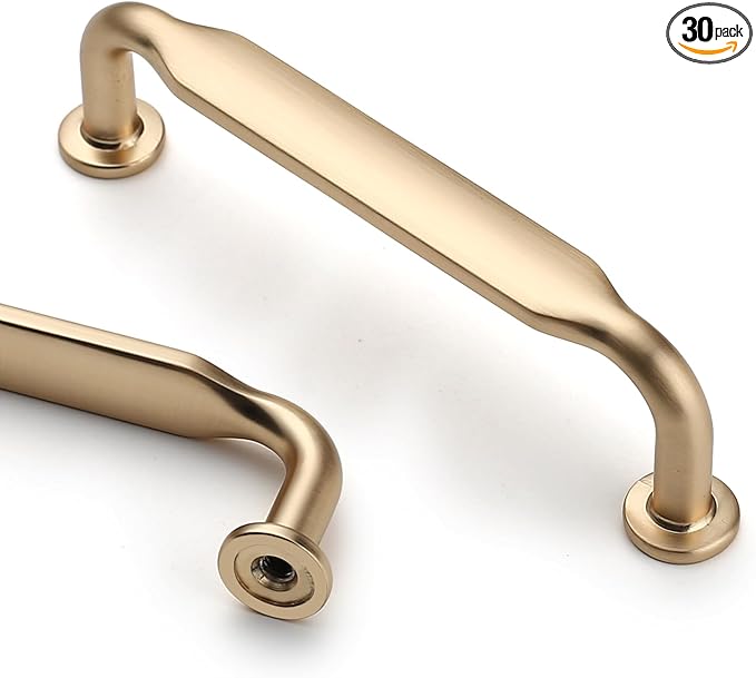 Asidrama 30 Pack 3.75 Inch(96mm) Brushed Brass Kitchen Cabinet Handles, Cabinet Pulls Kitchen Cabinet Hardware for Cupboard Drawer Pulls