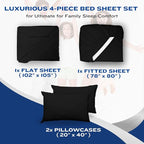DREAMCARE Full Size Sheets – 4 pcs Cooling Sheets – up to 21” Deep Full Sheet Set – Hotel Luxury Sheets & Pillowcases – Superior Softness 100% Fine Microfiber with Side Pocket – Black