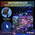 suddus 2 Pack 33ft Solar Fairy String Lights Small, 100 Led Multicolor Solar Fairy Lights Outdoor, Solar Christmas Lights Copper Wire for Trees Garden Patio