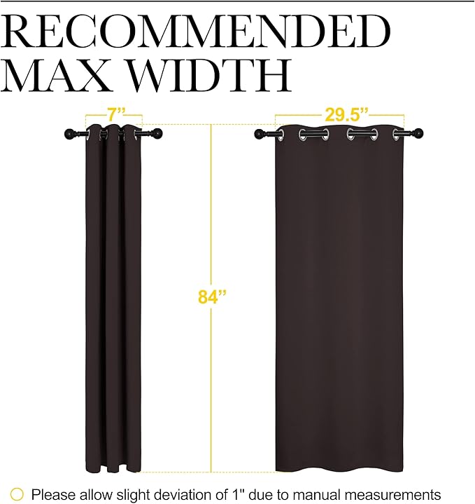 NICETOWN Thermal Curtains 84" Long, Energy Smart Thermal Insulated Solid Grommet Blackout Curtains/Drapes Window Panels (2 Panels, 34-inch x 84-inch, Toffee Brown)