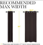 NICETOWN Thermal Curtains 84" Long, Energy Smart Thermal Insulated Solid Grommet Blackout Curtains/Drapes Window Panels (2 Panels, 34-inch x 84-inch, Toffee Brown)